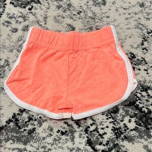 Coral Athletic Shorts with White Trim